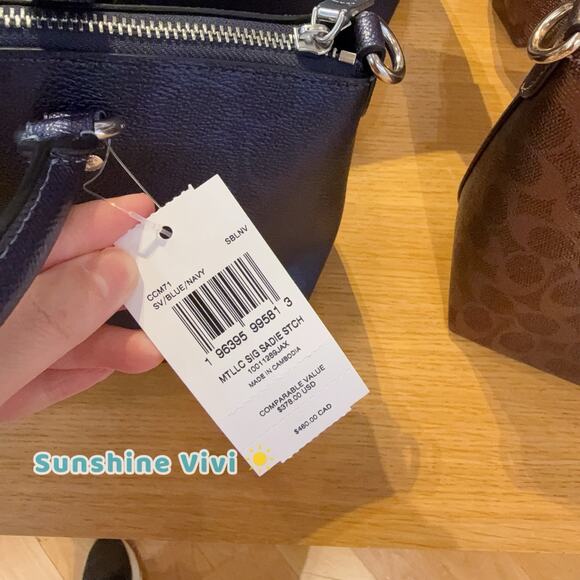 NWT Coach Sadie Satchel Bag Dark Wine in Signature Canvas CCM71, Blue Navy - Picture 5 of 6